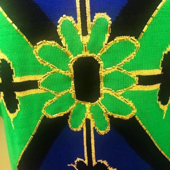 St John Sportswear by Marie Gray Vintage Colorblock Luxury Knit Sweater Sz XL /L - Picture 2 of 8